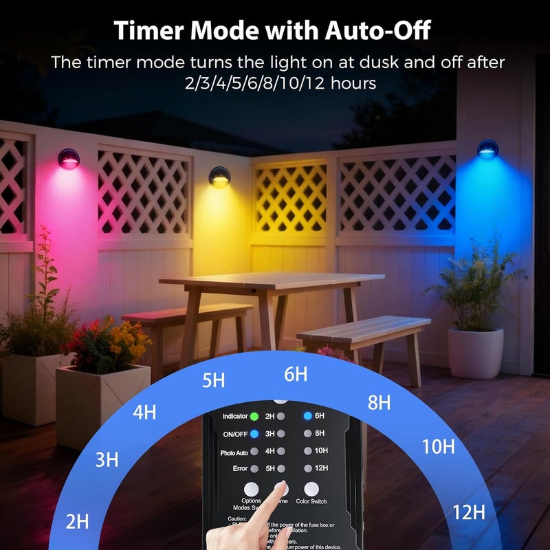 HOSITARK RGB Low Voltage LED Deck Lights Kit with Transformer Timer and Photocell Sensor, IP67 Waterproof Low Voltage Landscape Lighting, 12-24V Step Lights for Outdoor Walkway Stair Post Railing (6 Pack) - Image 3